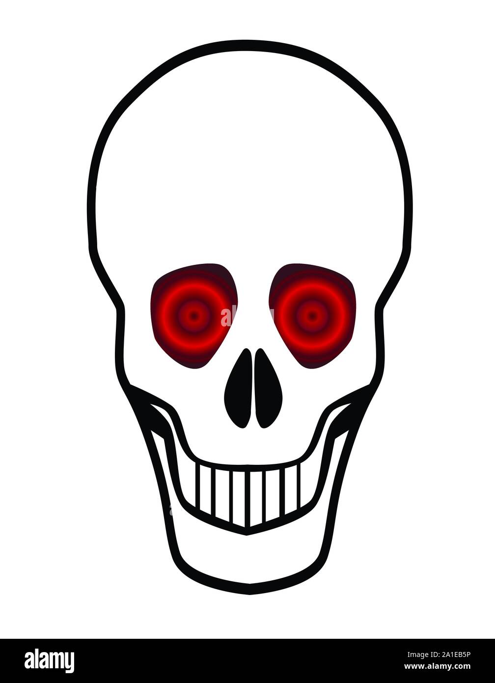 Ein Pirat Stil Cartoon Totenkopf mit roten Augen Stock Vektor