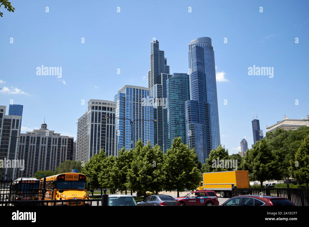 Blick auf Museum Park Wohn- Hochhäuser in central station Nachbarschaft Chicago Illinois Vereinigte Staaten von Amerika Stockfoto