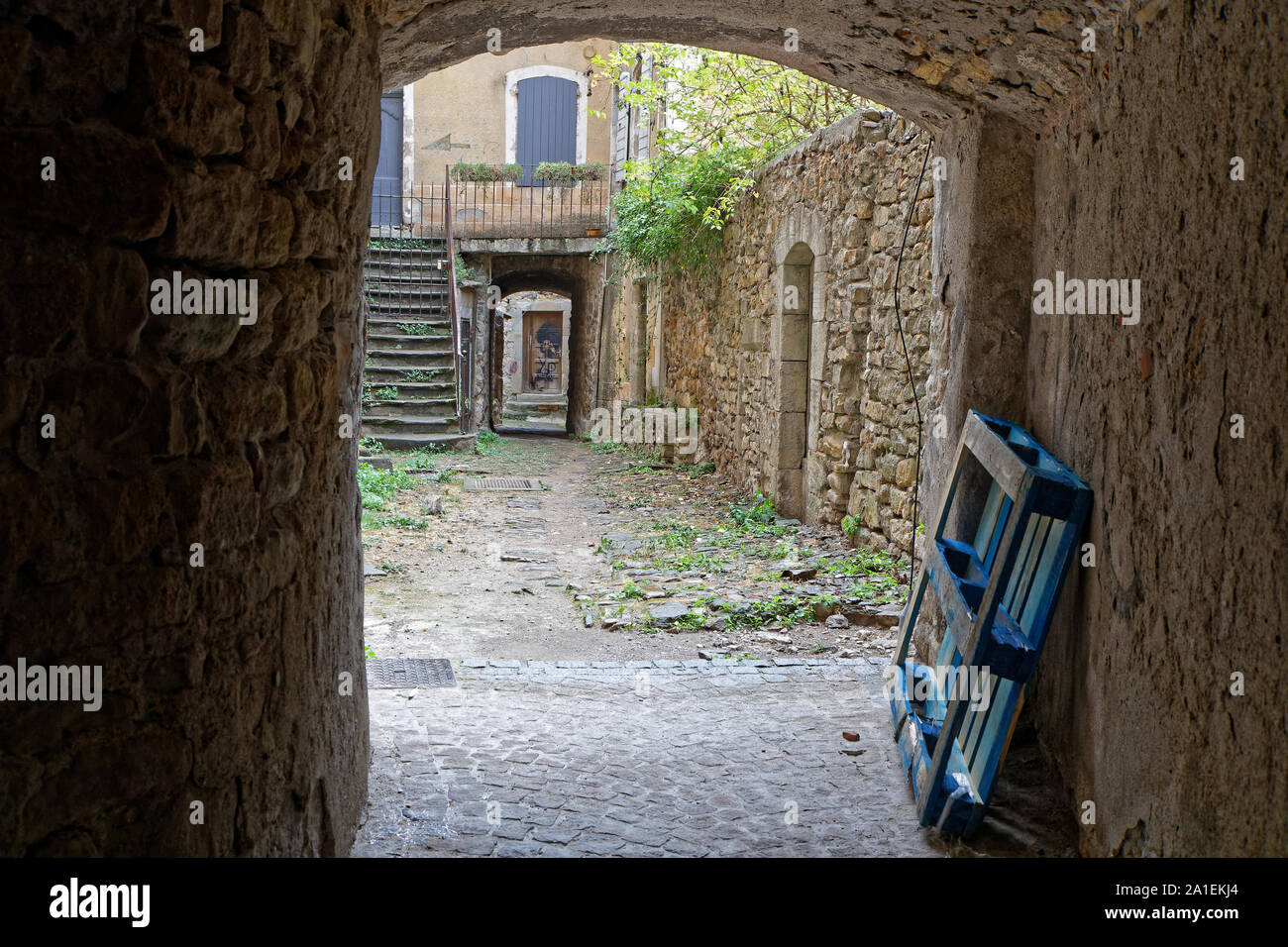 Alte Viertel in Les Vans, die wichtigste Siedlung im Süden der Ardèche, und eine touristische Oase im Sommer, wo viele Aktivitäten zur Verfügung stehen, als w Stockfoto
