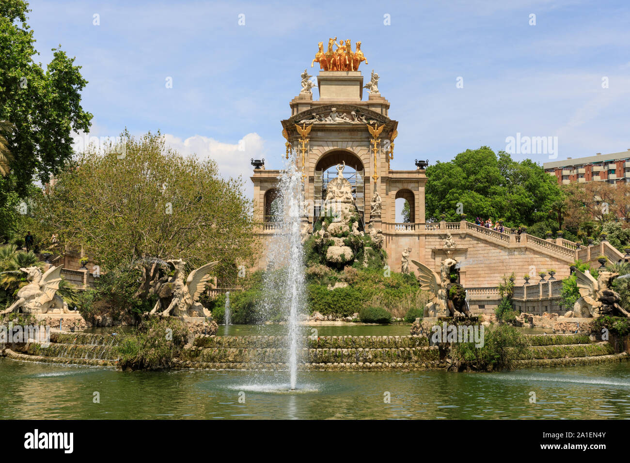 Cascada monumentalen Brunnen und Denkmal, Parc de la Ciutadella, Barcelona, Katalonien, Spanien Stockfoto