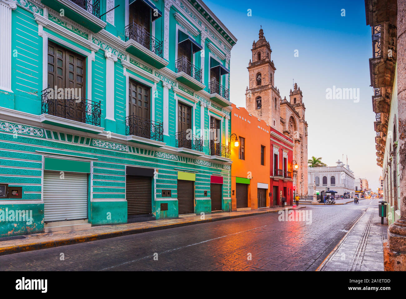 Merida, Mexiko. San Idefonso Kathedrale in der Altstadt. Stockfoto