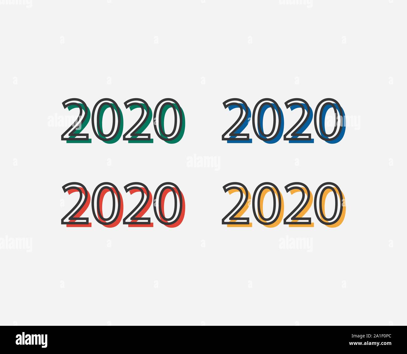 Frohes Neues Jahr 2020 text Design. Abdeckung des Business Tagebuch für 2019 3D Design Broschüre Vorlage, Karte, Banner. Vector Illustration. Stock Vektor