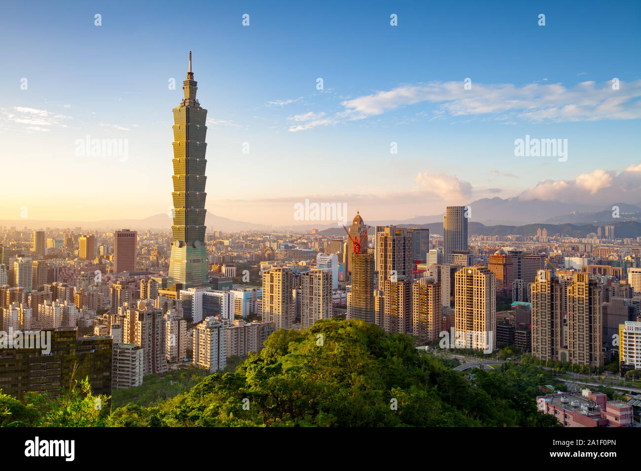 Stadt Taipei bei Sonnenuntergang, Taiwan Stockfoto