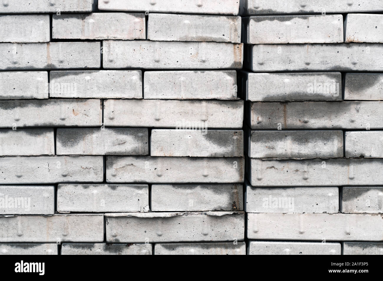 Stapel der zementierten Beton Ziegel Bauindustrie Material Stockfoto