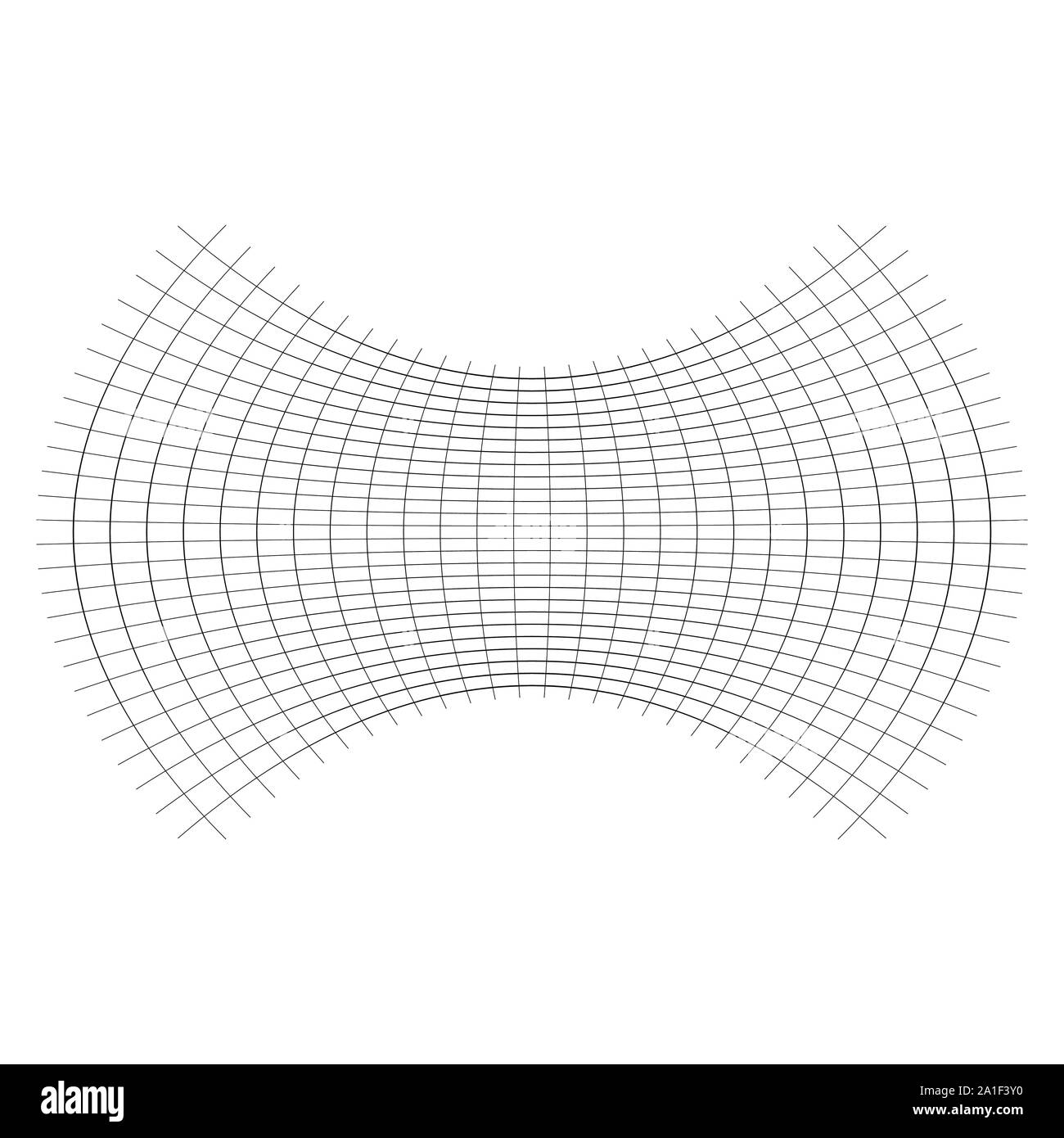 Geometrische Form mit Oblaten, squeeze, abgeflacht. verzerrt, kondensierte Raster, Gitter. Druck, Pressen verformt Wirkung auf Array intersecti angewendet Stock Vektor