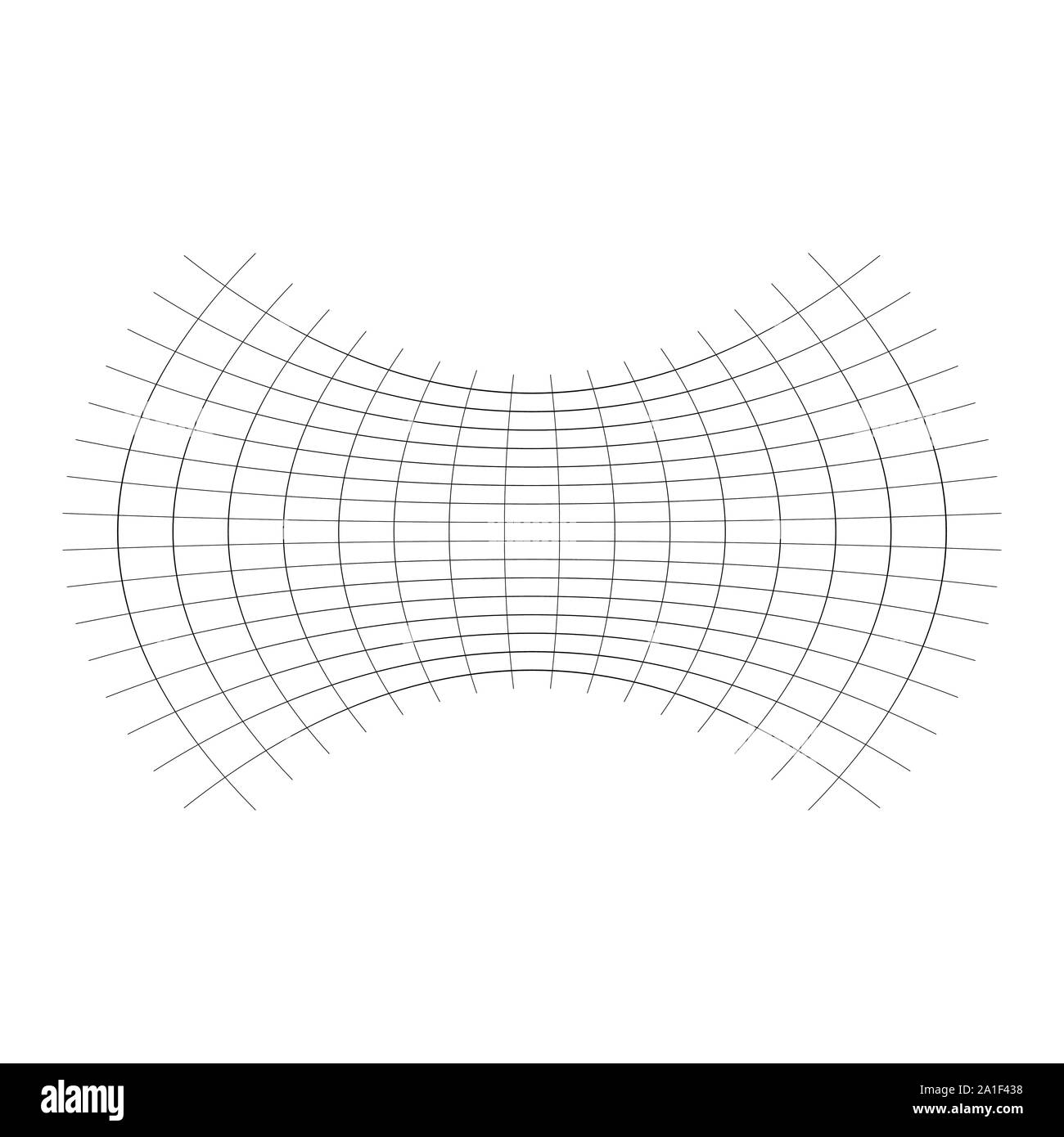 Geometrische Form mit Oblaten, squeeze, abgeflacht. verzerrt, kondensierte Raster, Gitter. Druck, Pressen verformt Wirkung auf Array intersecti angewendet Stock Vektor