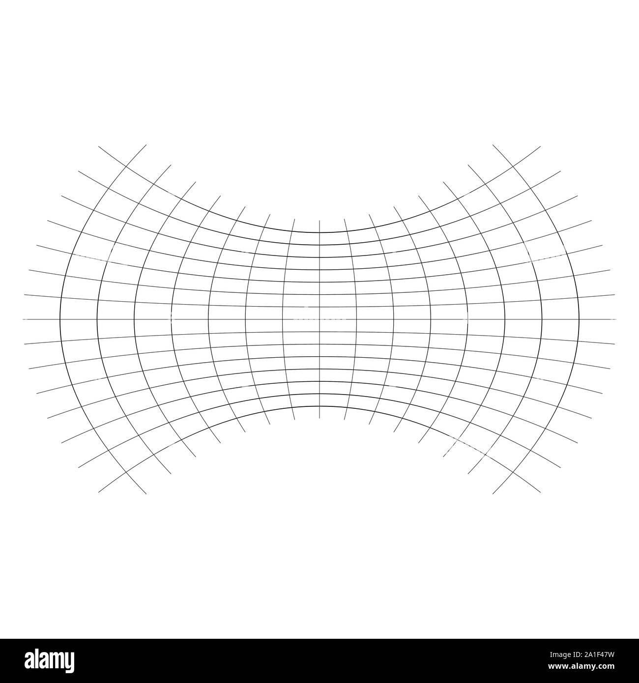 Geometrische Form mit Oblaten, squeeze, abgeflacht. verzerrt, kondensierte Raster, Gitter. Druck, Pressen verformt Wirkung auf Array intersecti angewendet Stock Vektor