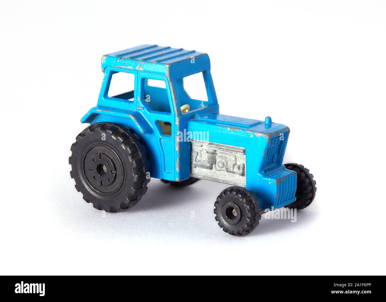 Blau Spielzeug Traktor, vintage Stockfoto