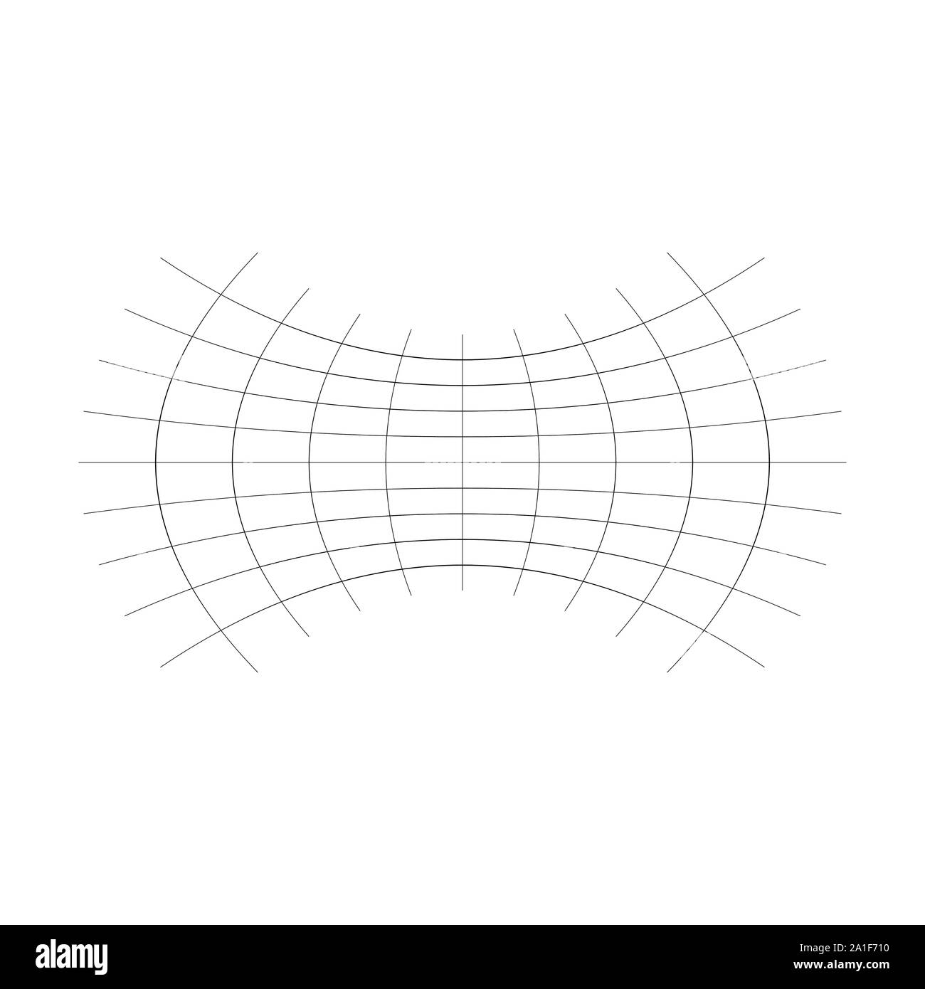 Geometrische Form mit Oblaten, squeeze, abgeflacht. verzerrt, kondensierte Raster, Gitter. Druck, Pressen verformt Wirkung auf Array intersecti angewendet Stock Vektor