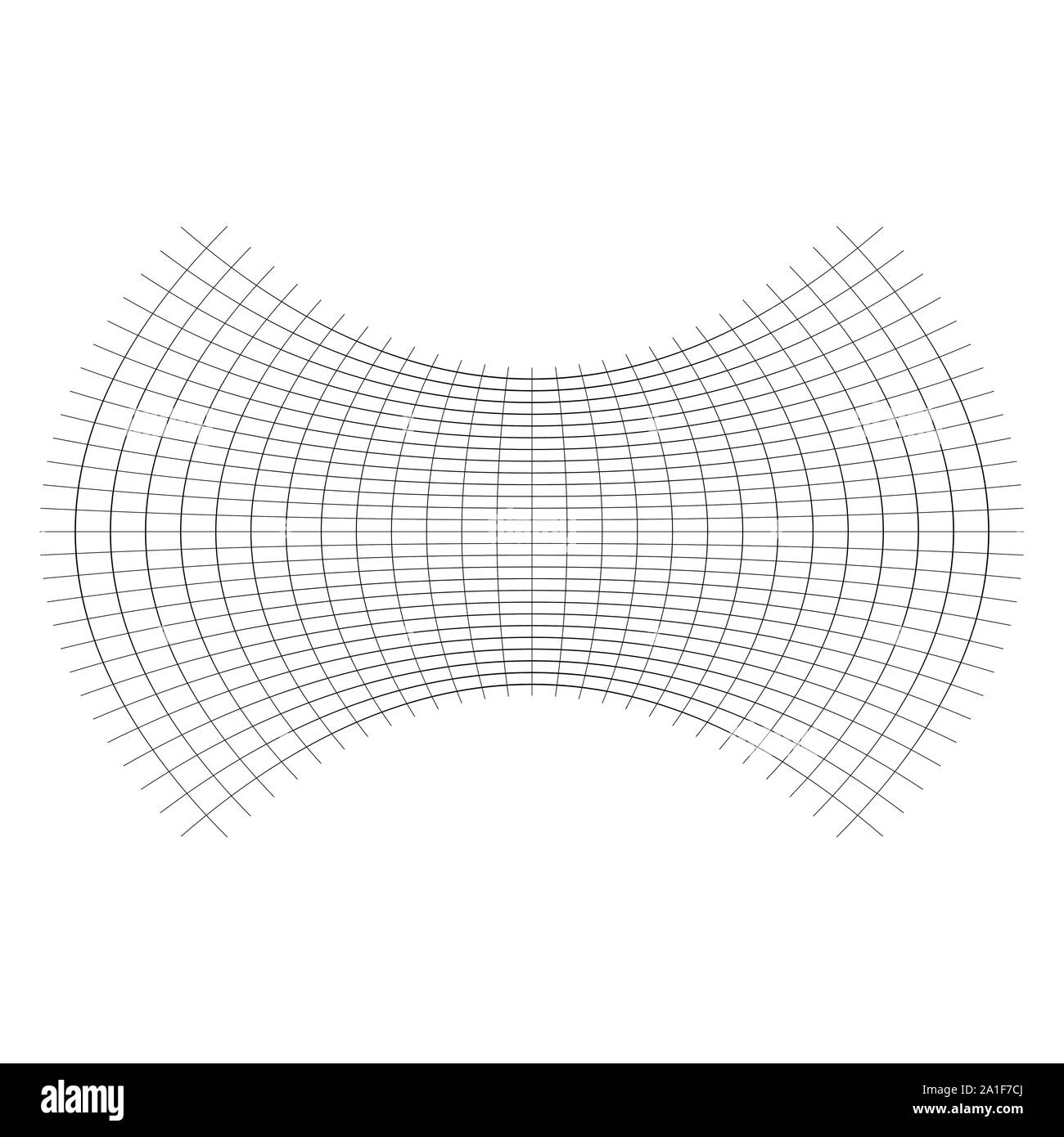 Geometrische Form mit Oblaten, squeeze, abgeflacht. verzerrt, kondensierte Raster, Gitter. Druck, Pressen verformt Wirkung auf Array intersecti angewendet Stock Vektor