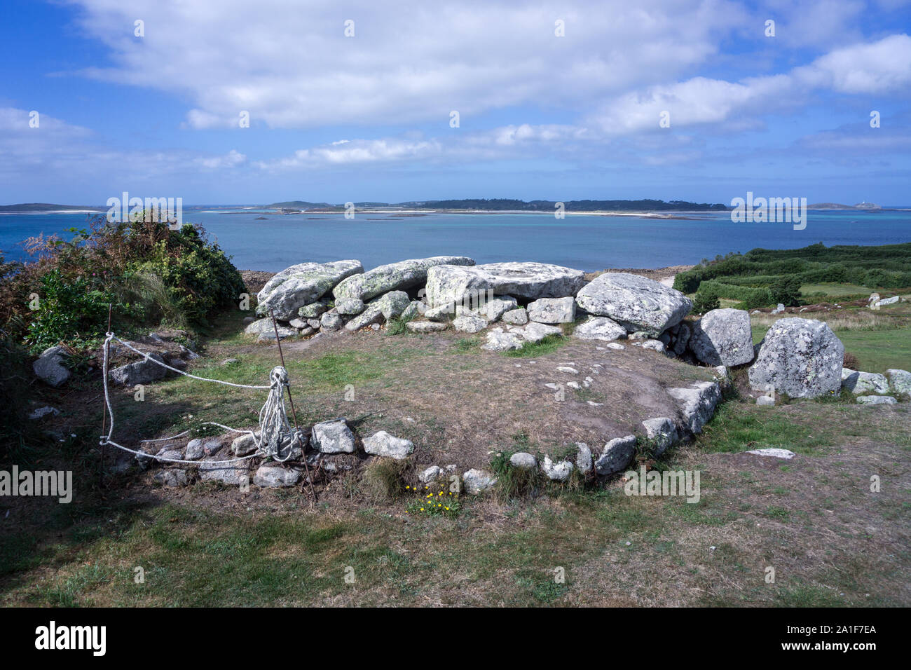 Der Bant Carn, Alte Grabkammer, die St Mary's, Isles of Scilly, Cornwall, Großbritannien Stockfoto