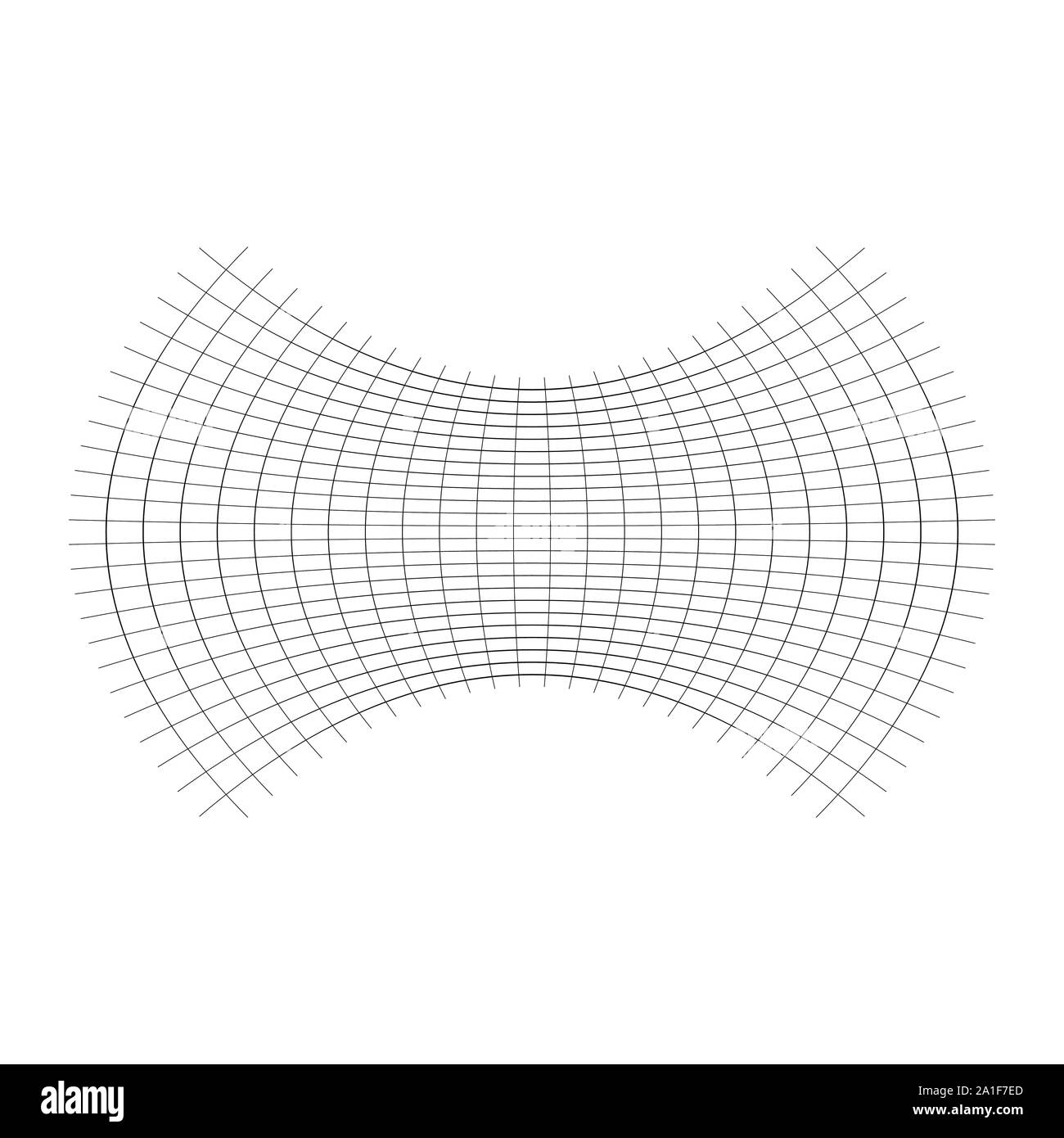 Geometrische Form mit Oblaten, squeeze, abgeflacht. verzerrt, kondensierte Raster, Gitter. Druck, Pressen verformt Wirkung auf Array intersecti angewendet Stock Vektor