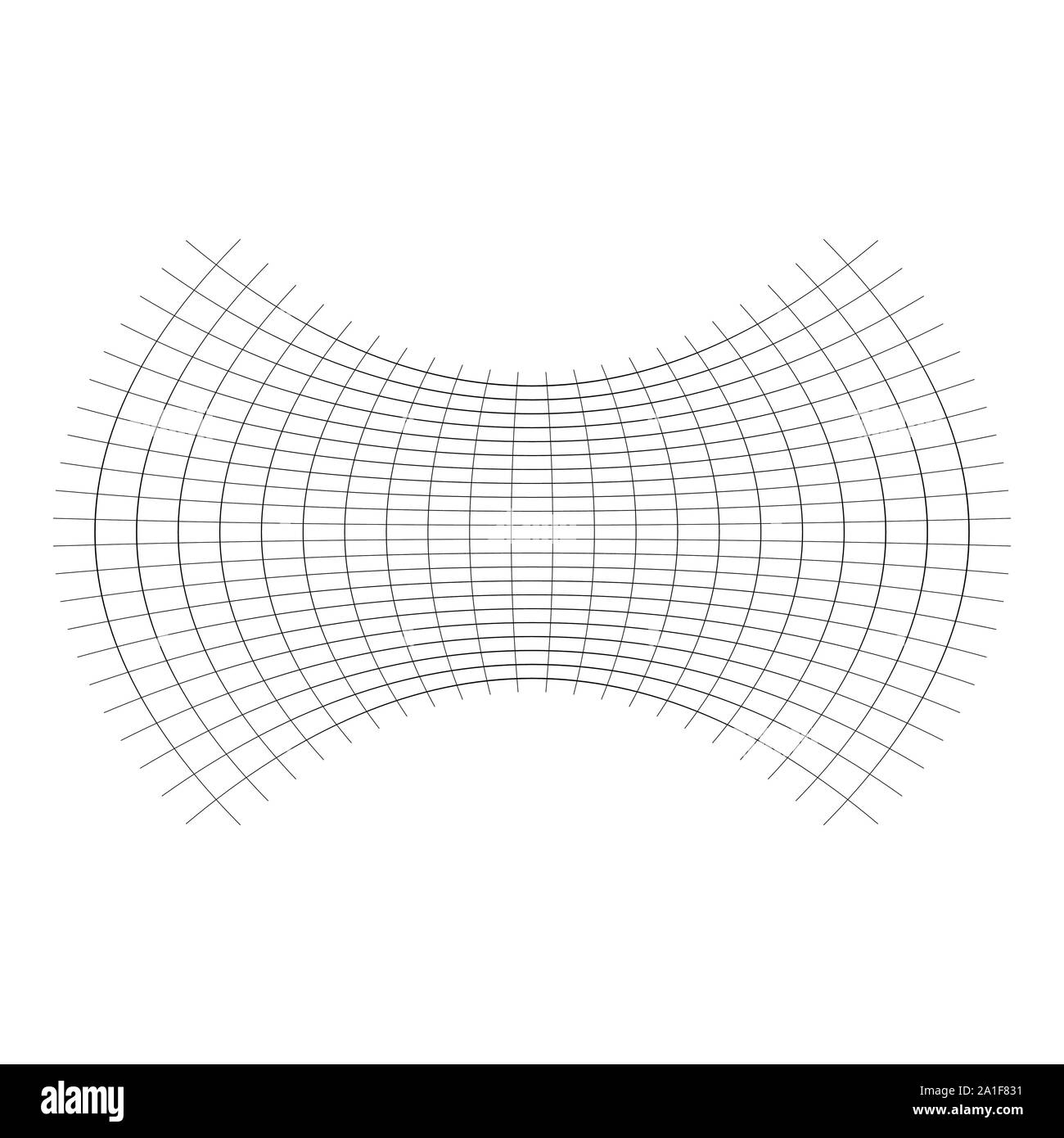 Geometrische Form mit Oblaten, squeeze, abgeflacht. verzerrt, kondensierte Raster, Gitter. Druck, Pressen verformt Wirkung auf Array intersecti angewendet Stock Vektor