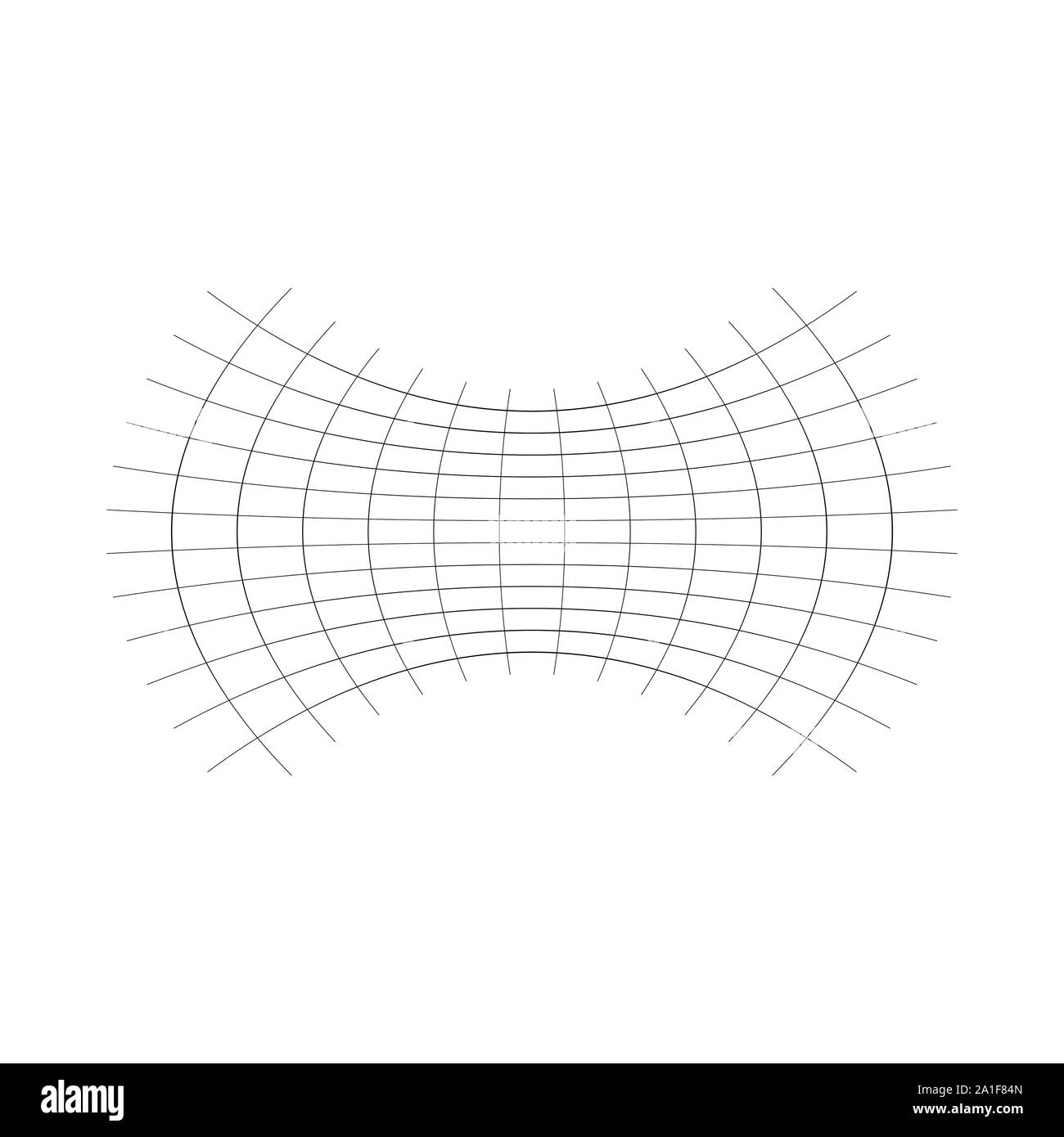Geometrische Form mit Oblaten, squeeze, abgeflacht. verzerrt, kondensierte Raster, Gitter. Druck, Pressen verformt Wirkung auf Array intersecti angewendet Stock Vektor