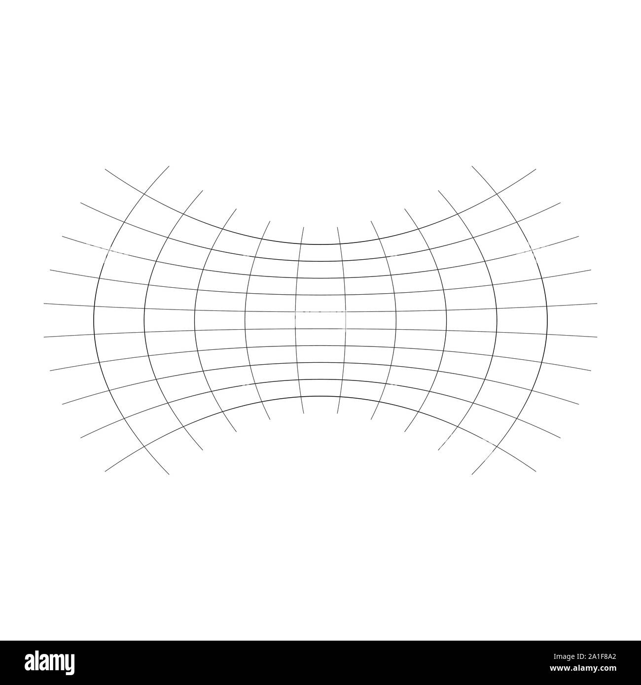 Geometrische Form mit Oblaten, squeeze, abgeflacht. verzerrt, kondensierte Raster, Gitter. Druck, Pressen verformt Wirkung auf Array intersecti angewendet Stock Vektor