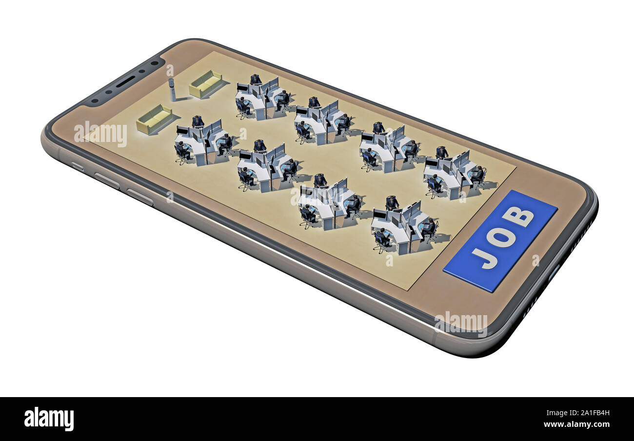 Büro Tabellen auf den Bildschirm des Smartphones. 3d rendeing Stockfoto