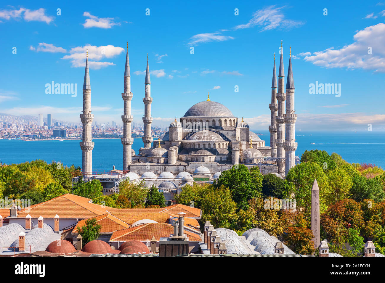 Berühmten Blauen Moschee oder Sultan Ahmet Moschee in Istanbul, Türkei Stockfoto