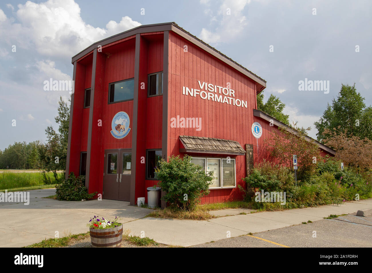 Die Delta Junction Besucherzentrum am Ende des Alaska Highway in Delta Junction, Alaska. Stockfoto