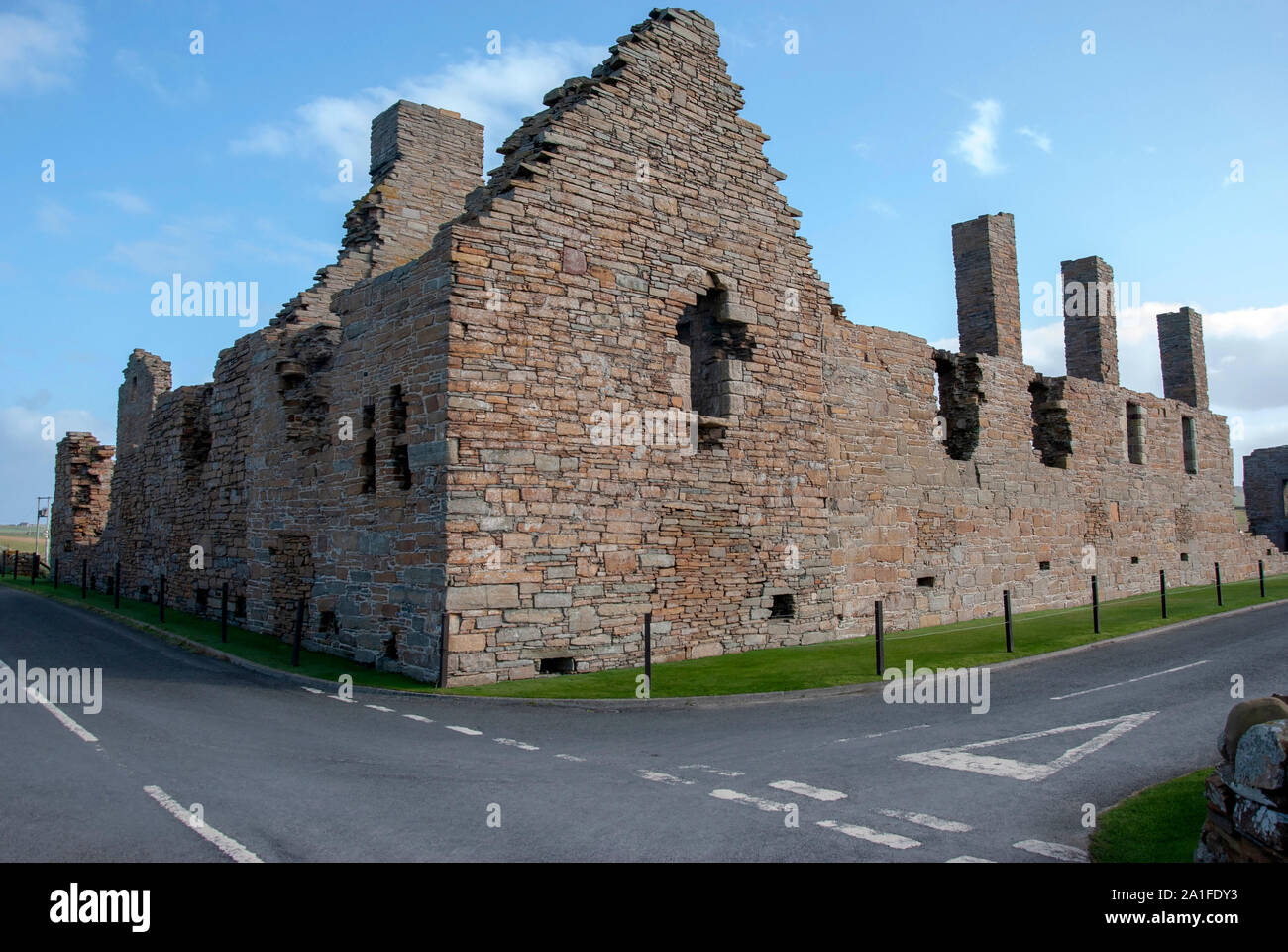 Die malerischen Ruinen des Grafen Robert's Palast aus dem 16. Jahrhundert im Birsay West Festland Orkney Inseln Schottland United Kingdom Außenansicht erhalten 1574 s Stockfoto