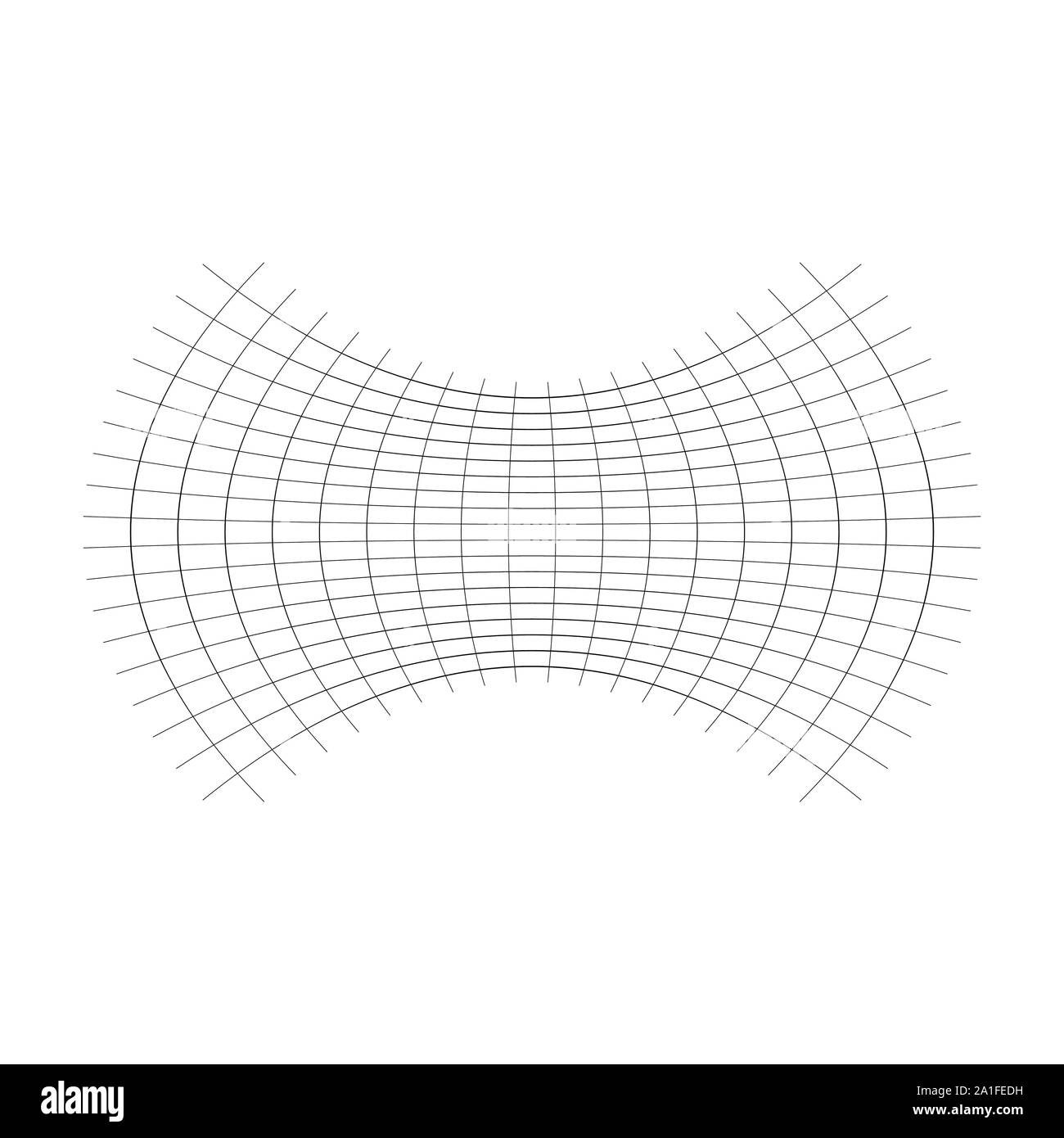 Geometrische Form mit Oblaten, squeeze, abgeflacht. verzerrt, kondensierte Raster, Gitter. Druck, Pressen verformt Wirkung auf Array intersecti angewendet Stock Vektor