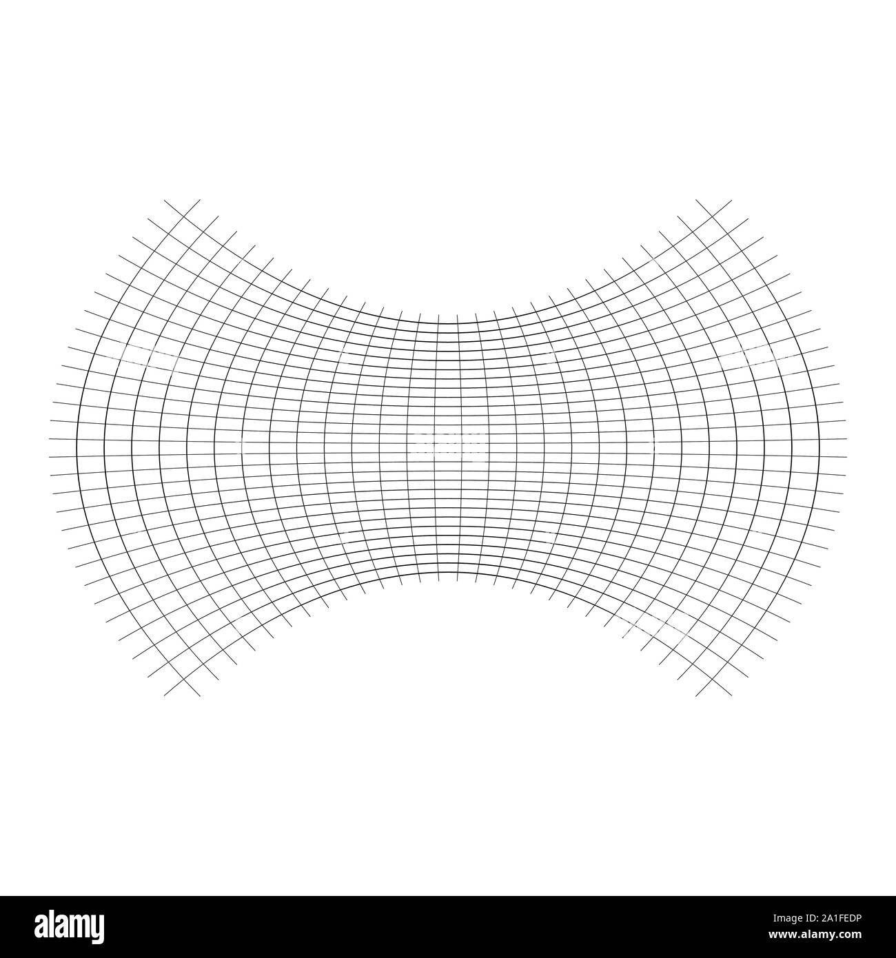 Geometrische Form mit Oblaten, squeeze, abgeflacht. verzerrt, kondensierte Raster, Gitter. Druck, Pressen verformt Wirkung auf Array intersecti angewendet Stock Vektor