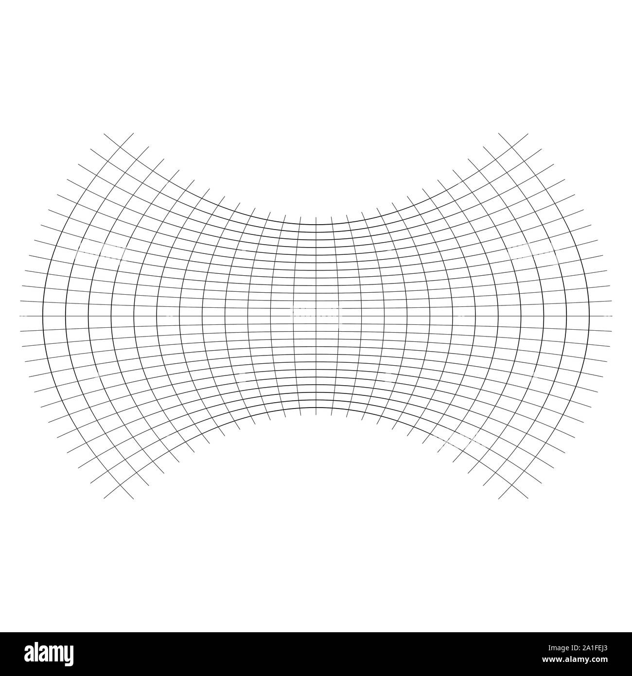 Geometrische Form mit Oblaten, squeeze, abgeflacht. verzerrt, kondensierte Raster, Gitter. Druck, Pressen verformt Wirkung auf Array intersecti angewendet Stock Vektor