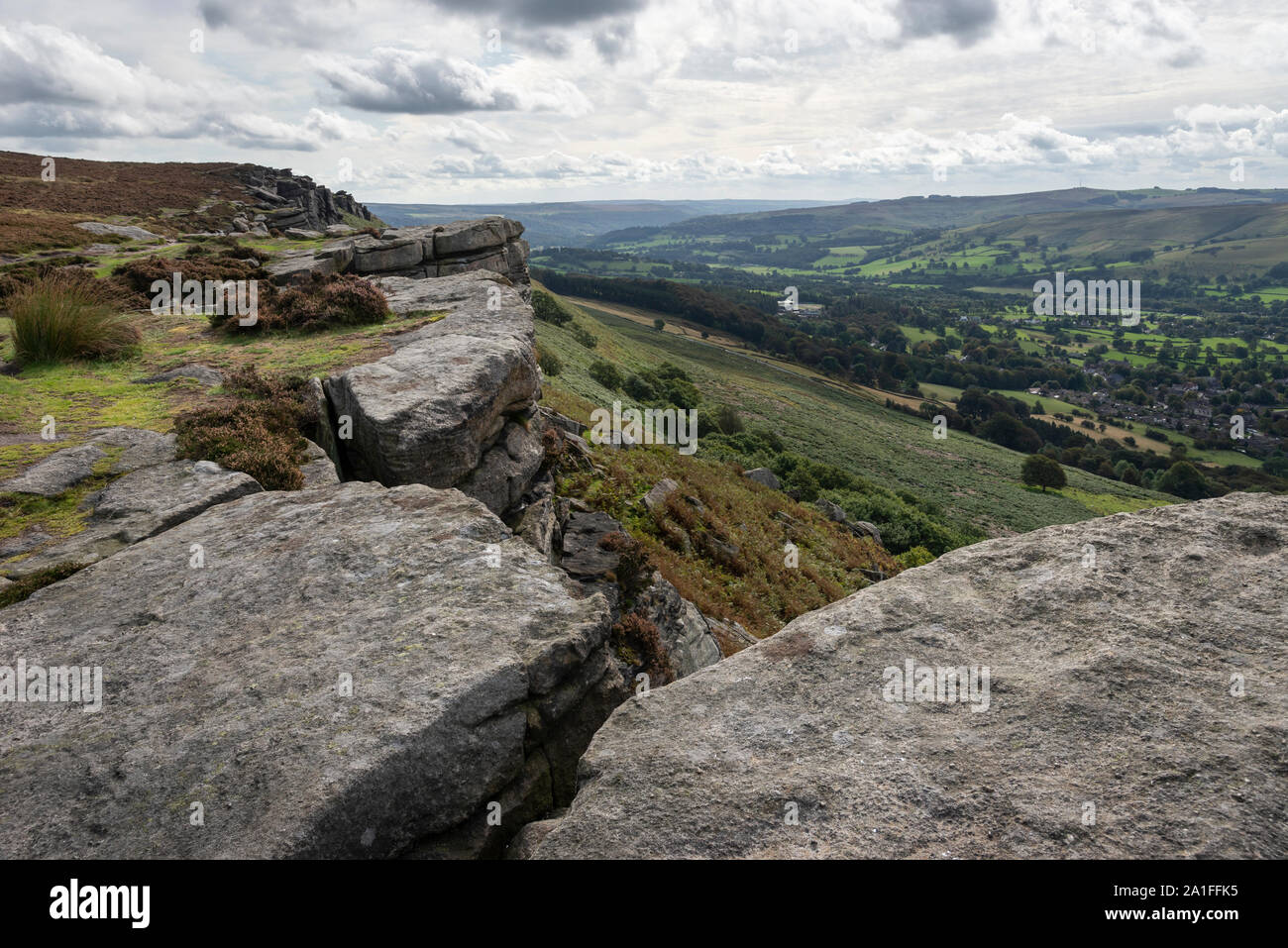 Sonnigen Tag im September auf Bamford Kante im Peak District National Park, Derbyshire, England. Stockfoto