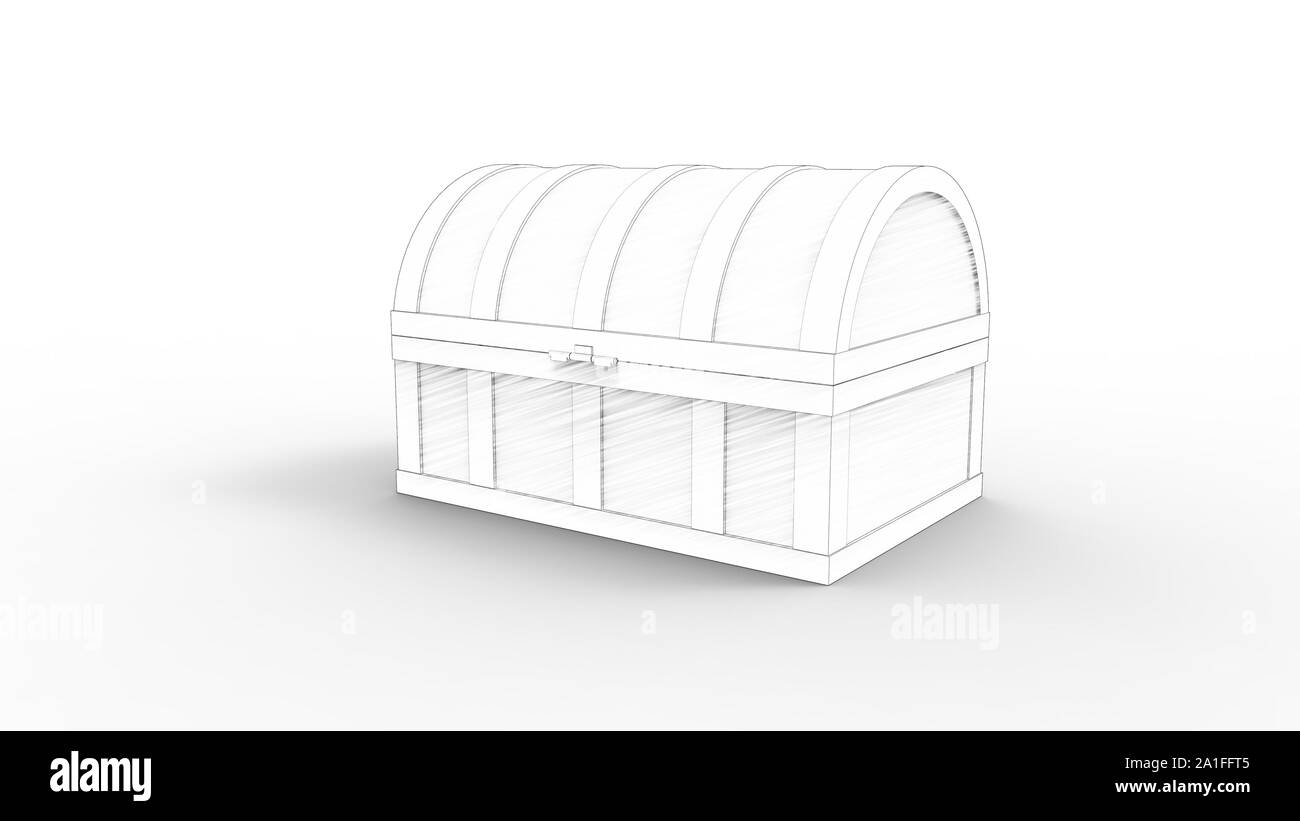 3D-Rendering für eine Schatztruhe in Weiß studio Hintergrund isoliert Stockfoto