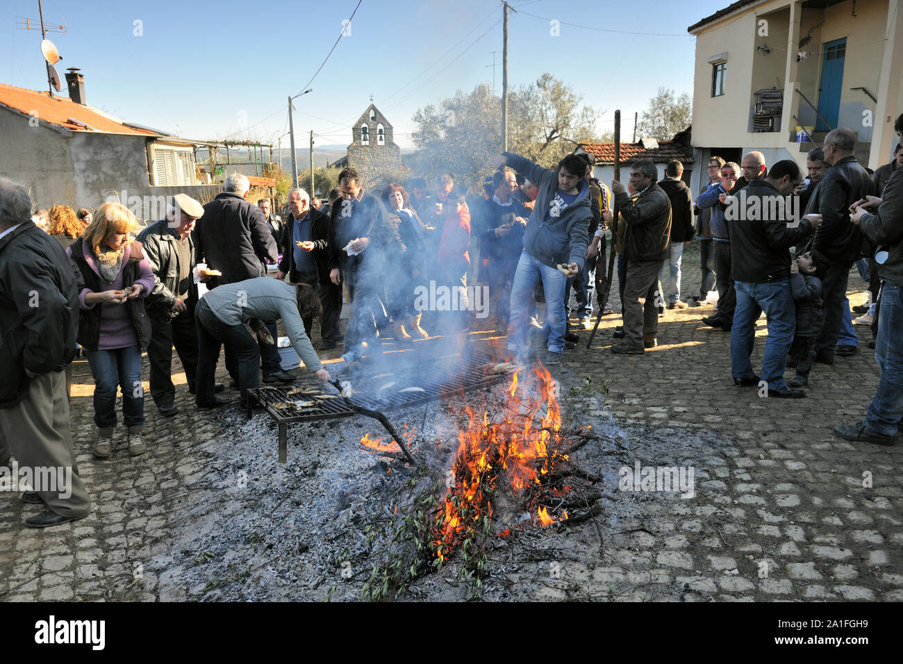 Festa dos Rapazes em Grijó de Parada. Planalto transmontano Stockfoto