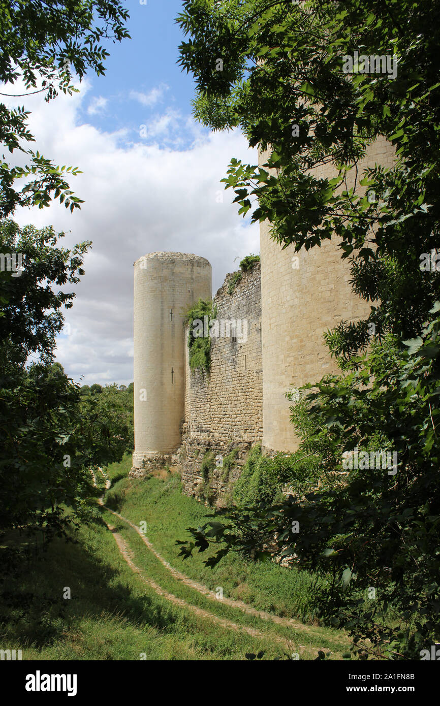 NIORT, Frankreich, 21. Juli 2017: Die mittelalterliche Burg von Chateau Coudray-Salbart, in Echire, in der Nähe von niort. Eine beliebte Touristenattraktion aus dem 13. Jahrhundert Stockfoto