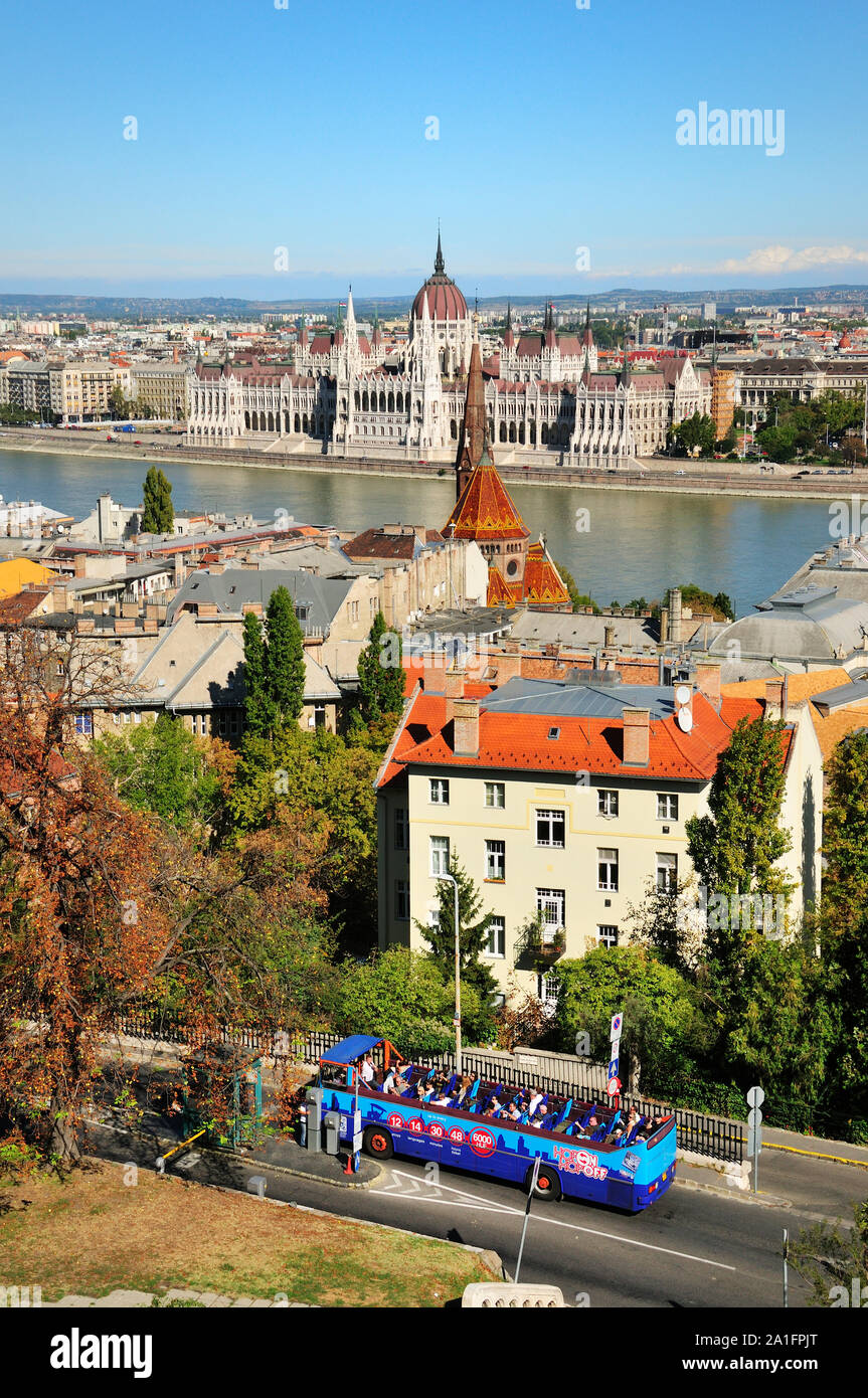 Pest gesehen von Buda. Budapest, Ungarn Stockfoto