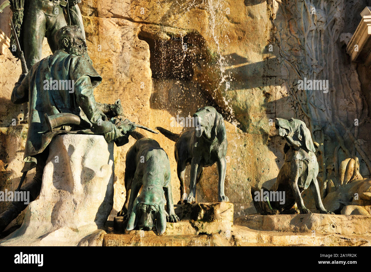 Matthias Brunnen, ein neo-barocken Brunnen von Alajos Strobl, auch als "Trevi-brunnen von Budapest" bekannt. Castle Hill. Budapest, Ungarn Stockfoto