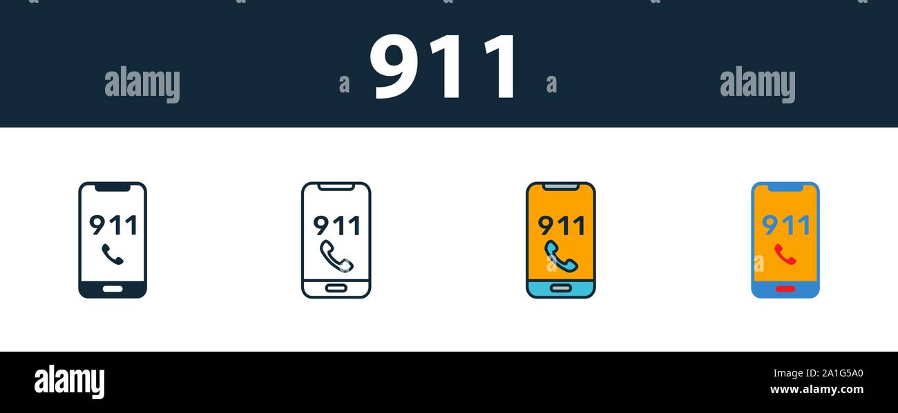911 Icon Set. Premium Symbol in verschiedenen Stilen von Brandschutz