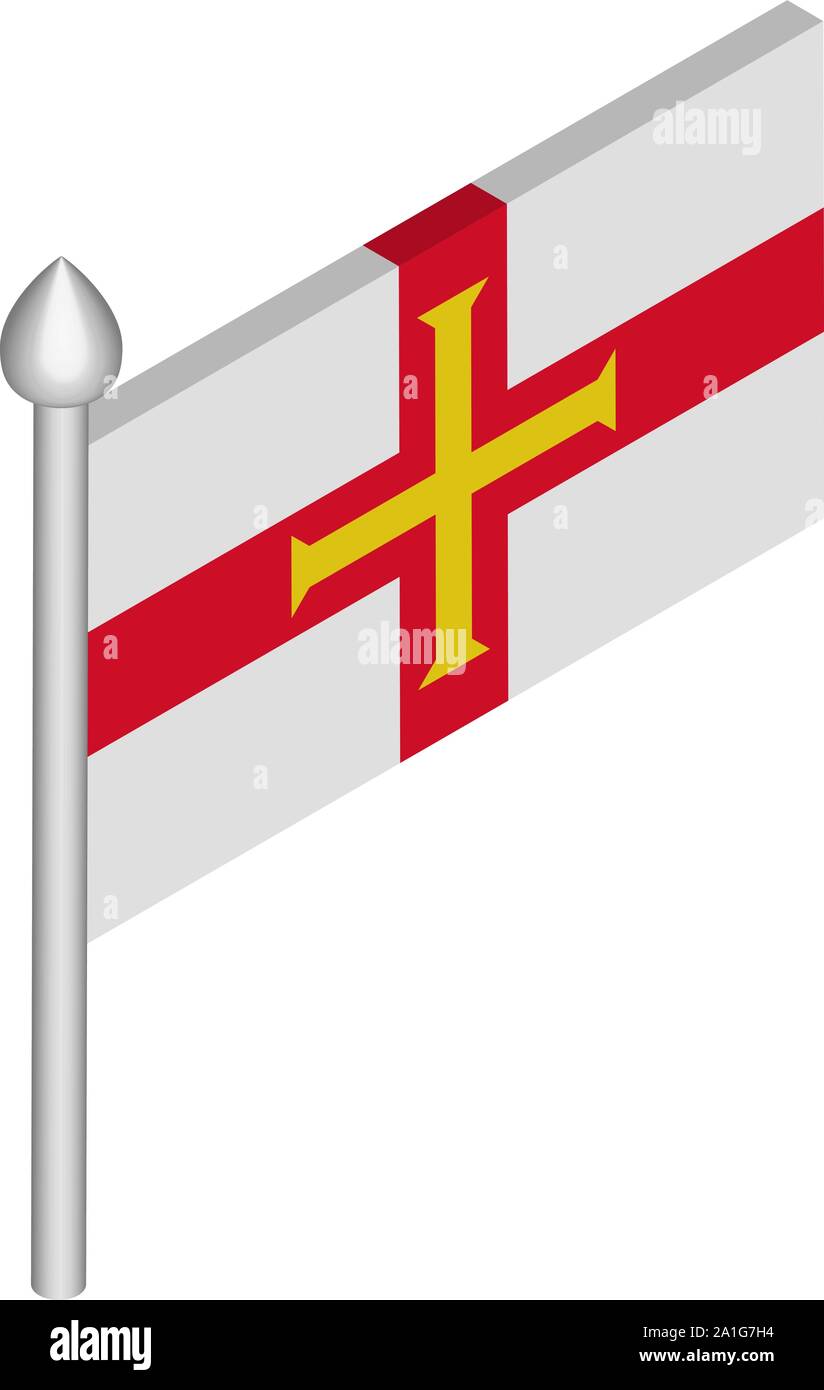 Isometrische Darstellung der Fahnenmast mit Guernsey Vogtei Flagge Stock Vektor