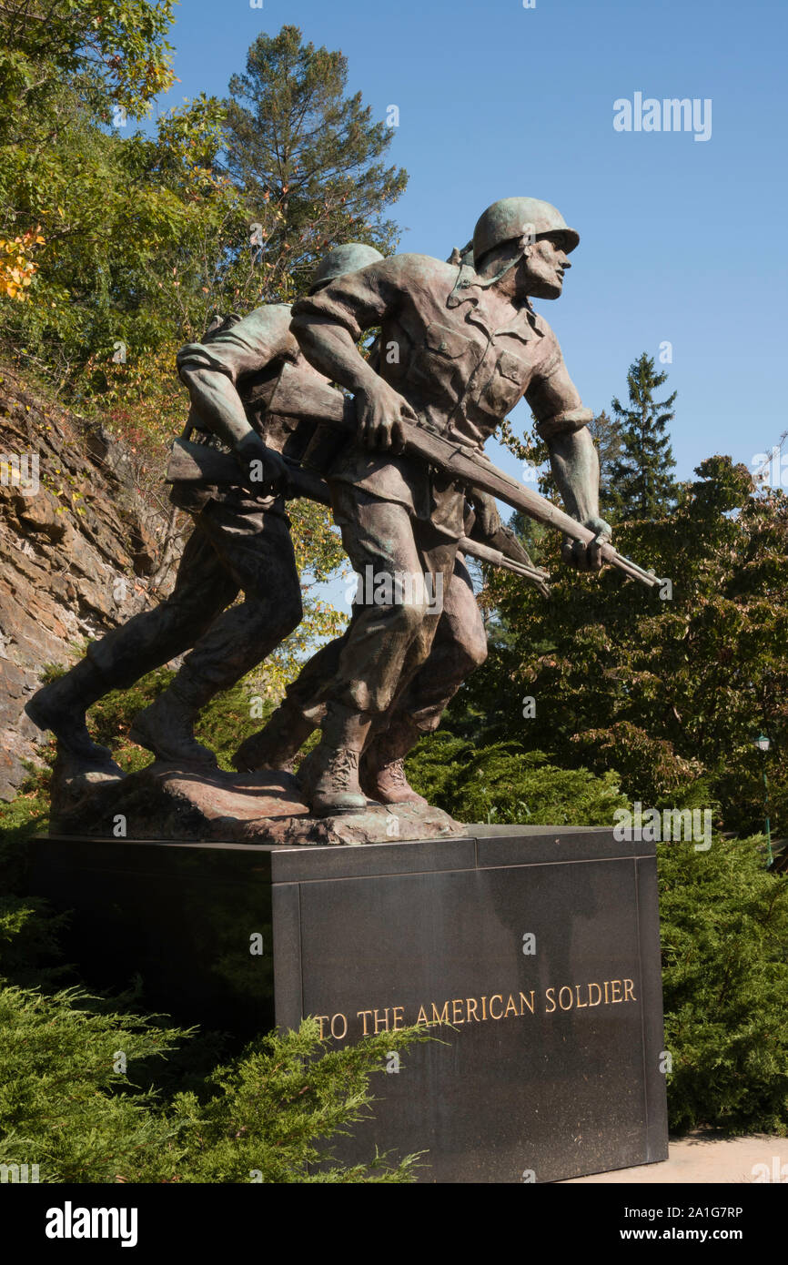 Skulptur der amerikanische Soldat an der United States Military Academy, West Point, NY, USA gewidmet Stockfoto