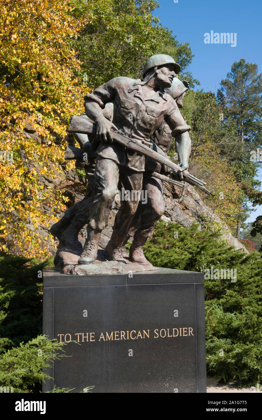 Skulptur der amerikanische Soldat an der United States Military Academy, West Point, NY, USA gewidmet Stockfoto