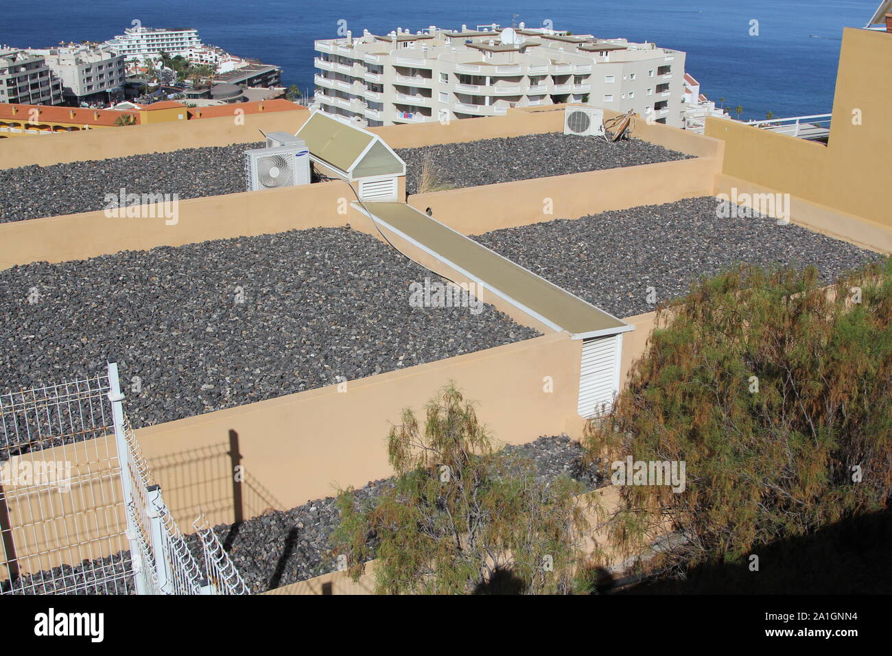 3 tier Dachkonstruktion, vor und nach, Acantilados de Los Gigantes, North Shore, Teneriffa, Kanarische Inseln, Spanien 2019 Stockfoto
