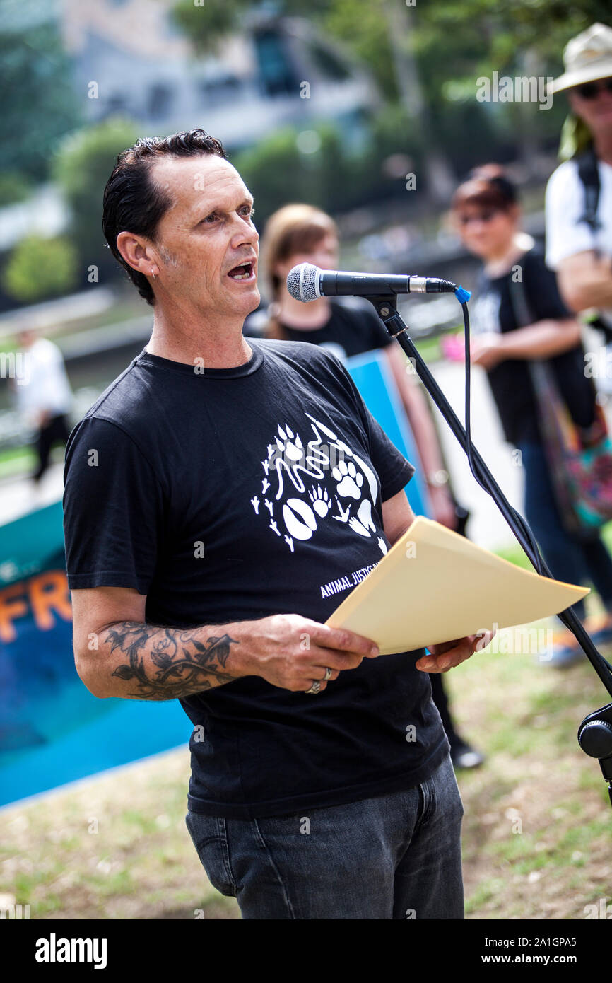26. März 2017: März für Wassertiere Protestmarsch in Melbourne, Victoria, Australien Stockfoto