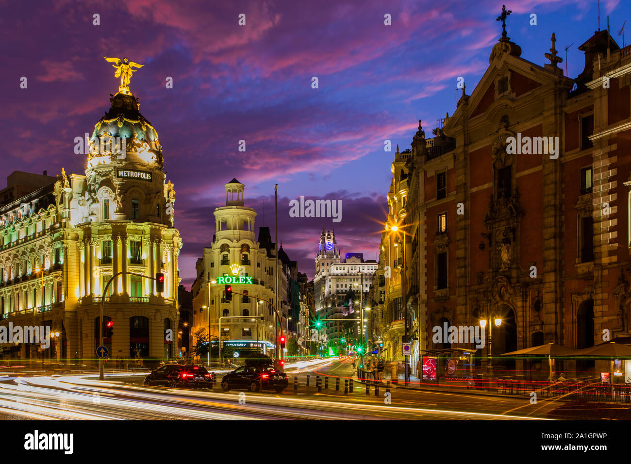 Madrid ist die Hauptstadt und bevölkerungsreichste Stadt von Spanien. Die Stadt hat knapp 3,3 Millionen Einwohner und eine Fläche von rund Stockfoto