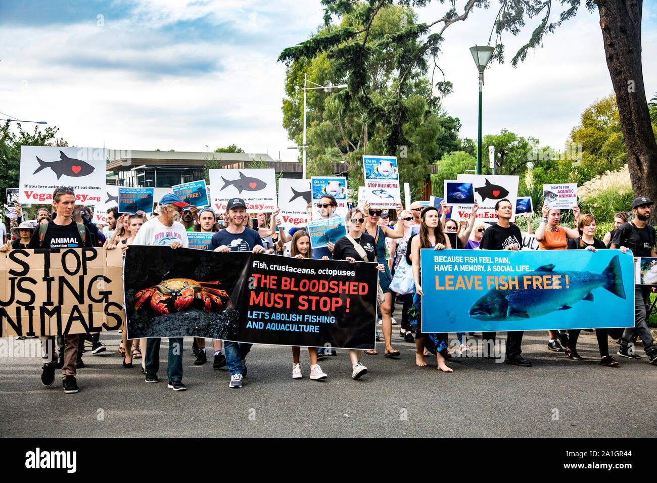 26. März 2017: März für Wassertiere Protestmarsch in Melbourne, Victoria, Australien Stockfoto
