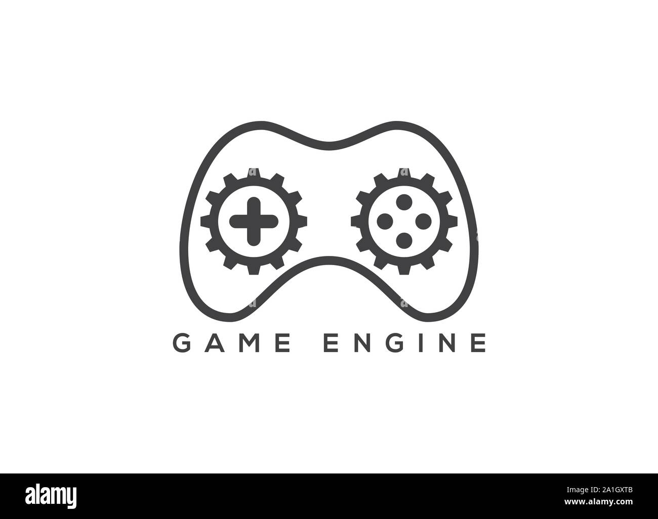 Game Engine Logo, Logo Design, Game Controller Symbol. Vector Illustration auf weißem Hintergrund. Spiele store logo Icon Design vorlage. Spiel shop Stock Vektor