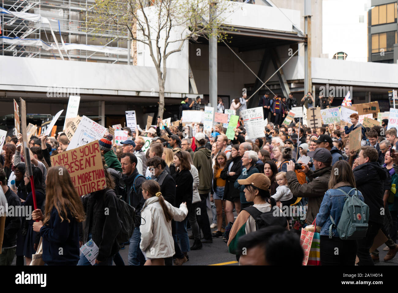 Klima Streik in Auckland, Menschen fordern, ändern Stockfoto