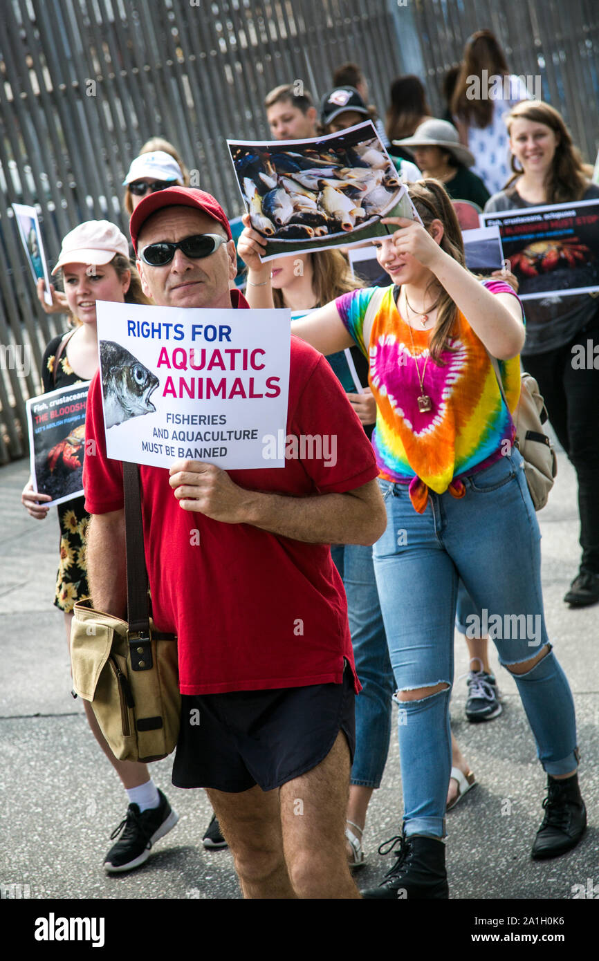 26. März 2017: März für Wassertiere Protestmarsch in Melbourne, Victoria, Australien Stockfoto