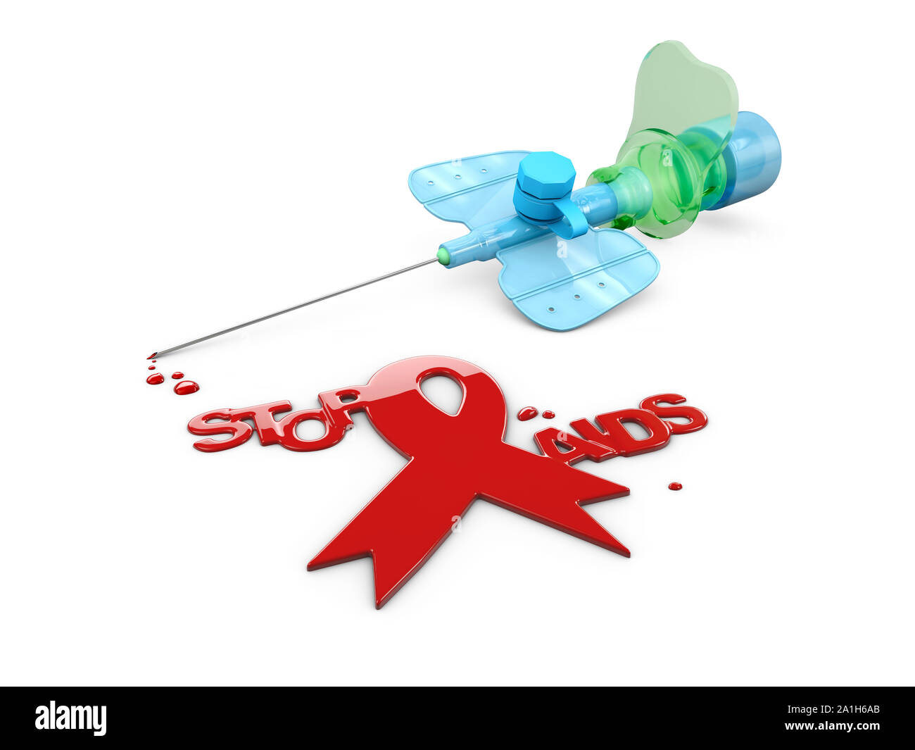 Aids Awareness Red Ribbon. Welt-AIDS-Tag Konzept. 3D-Darstellung. Stockfoto