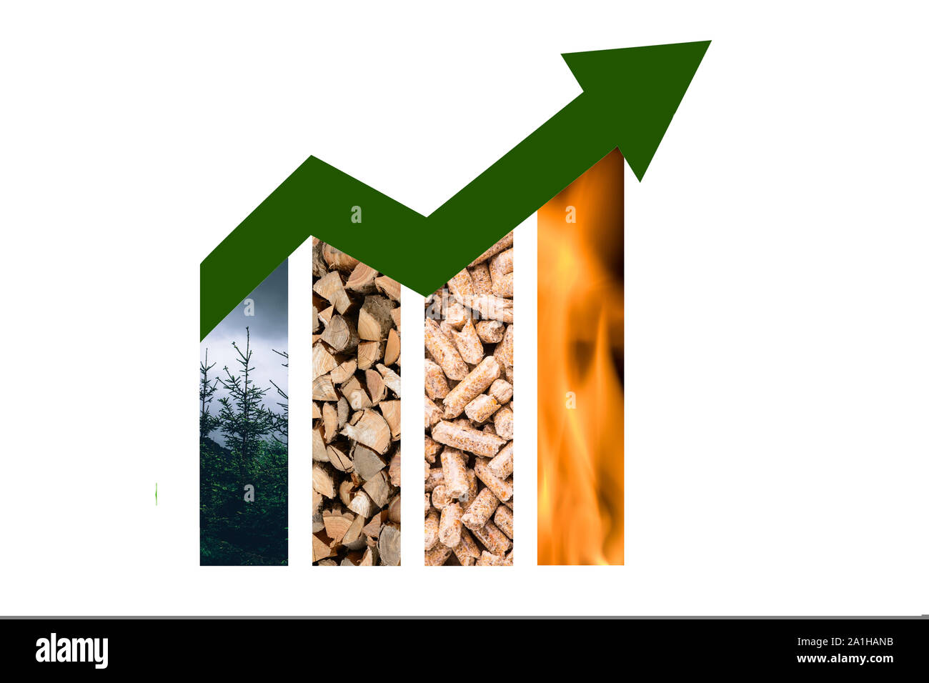 Pellet green power - grün Erneuerbare nachhaltige Wirtschaft. Stockfoto