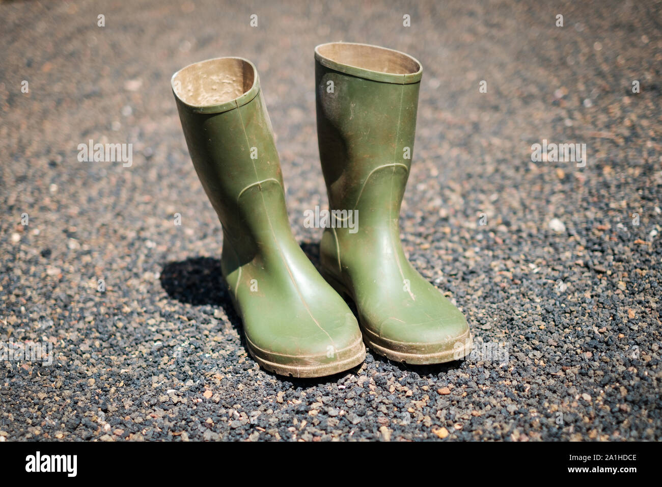 Gartenarbeit Stiefel, Gummistiefel im Garten isoliert Stockfotografie -  Alamy