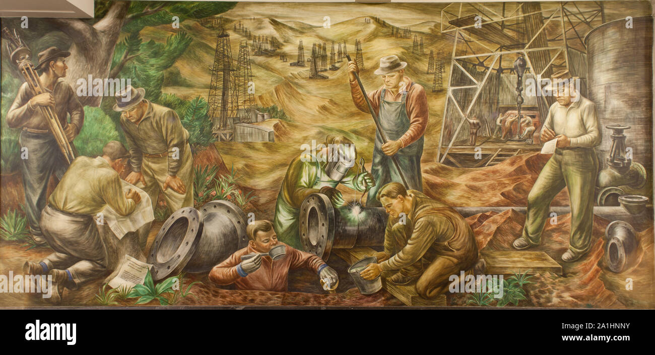 Wandbild Petroleum Branche: Produktion, von Edgar Britton an der Abteilung für Innenausbau, Washington, D.C Stockfoto
