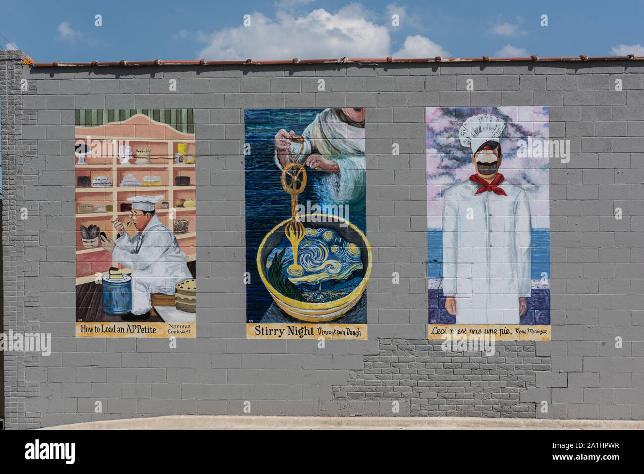 Wandbild in der Bischof Arts District in Dallas, Texas. Der Bezirk, der mag sich Dallas die meisten unabhängigen Nachbarschaft nennen, ist die Heimat von mehr als 60 unabhängigen Boutiquen, Restaurants, Bars, Cafés, Theater und Kunstgalerien Stockfoto