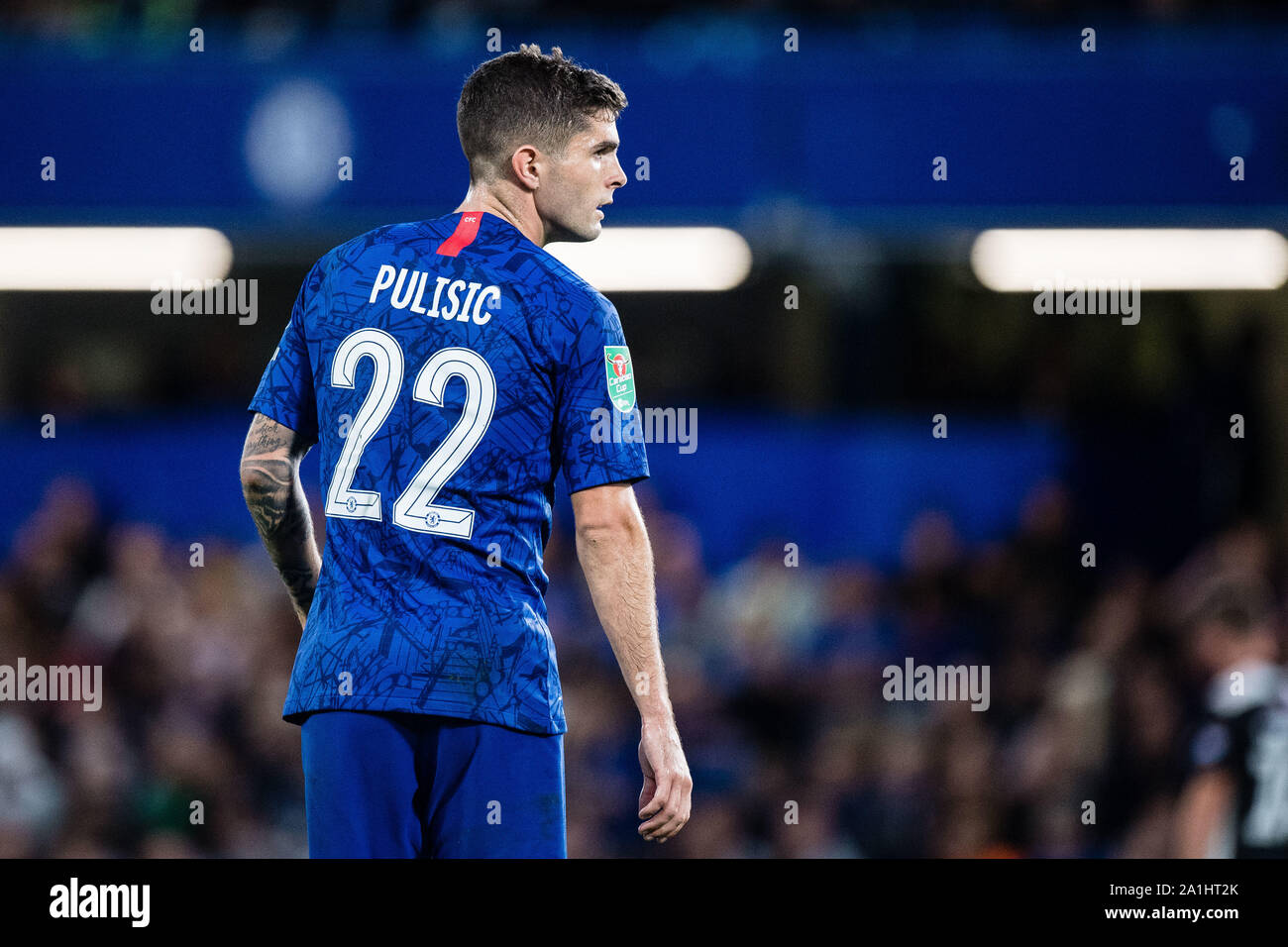 LONDON, ENGLAND - 24. SEPTEMBER: Christian Pulisic von Chelsea während der carabao Cup dritten Runde zwischen Chelsea FC v Grimsby Town an der Stamford B Stockfoto