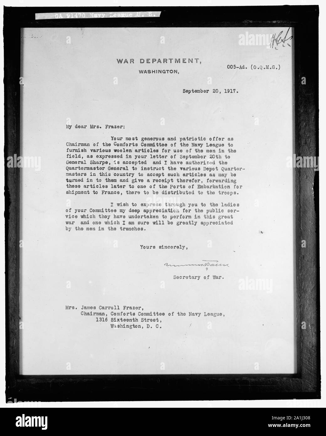 Marine LIGA DER US-Letter Stockfoto